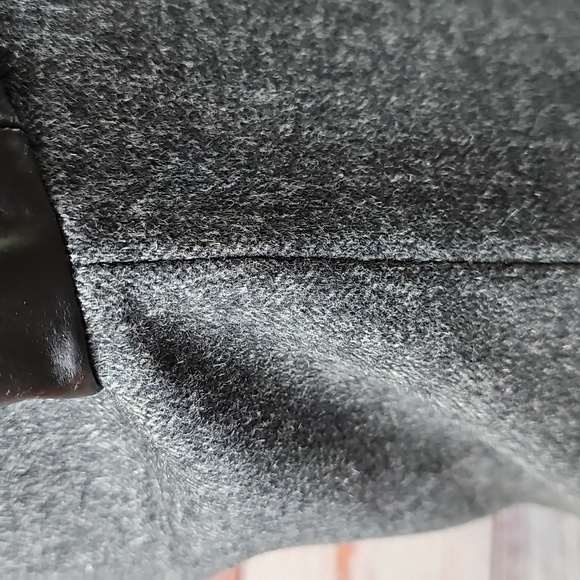 NEW BLACK WOOL TWEED AND LEATHER LONG SLEEVE MOTO JACKET - Picture 4 of 16